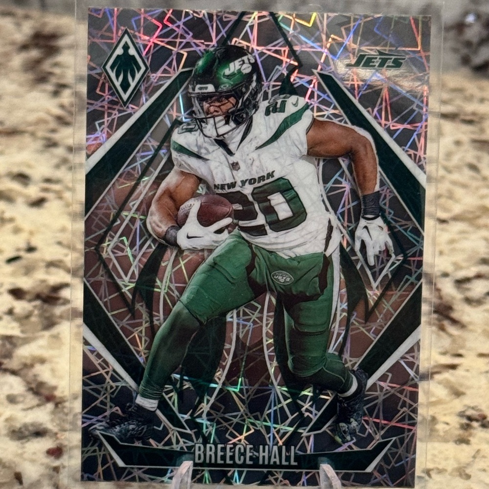 2024 Breece Hall Silver Laser Panini Phoenix Prizm Card in mint condition